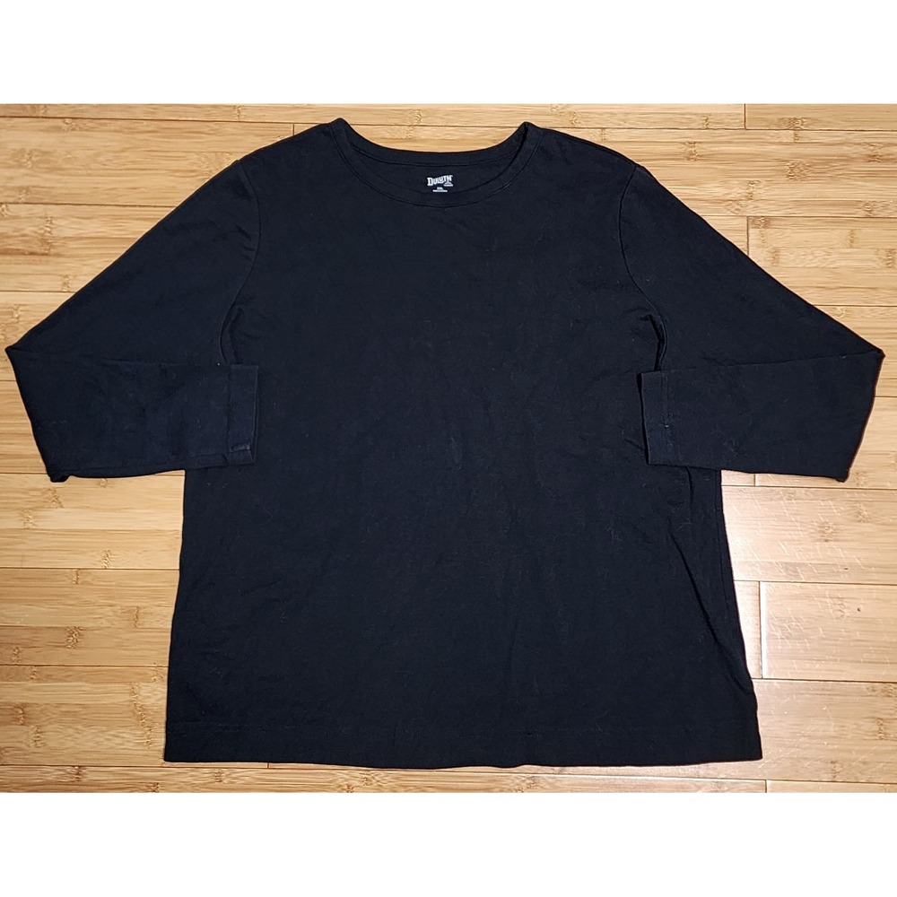 Duluth Trading Co Longtail T Shirt Womens XXL Black Long Sleeve Crew Cotton 3832